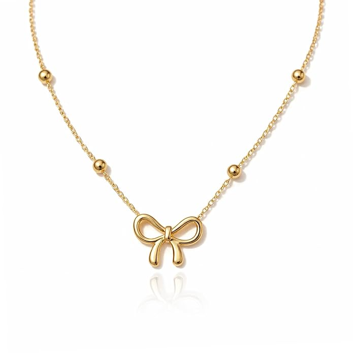 Levaro Dainty Bow Necklace