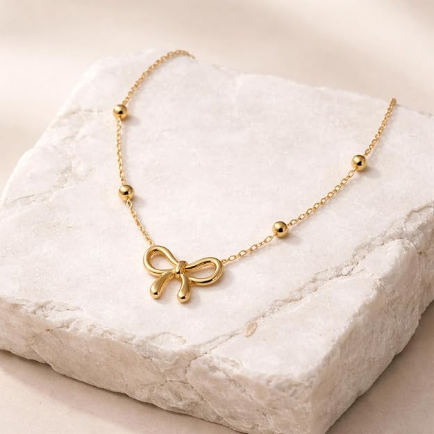 Levaro Dainty Bow Necklace