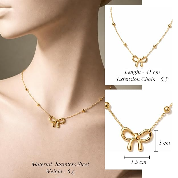 Levaro Dainty Bow Necklace