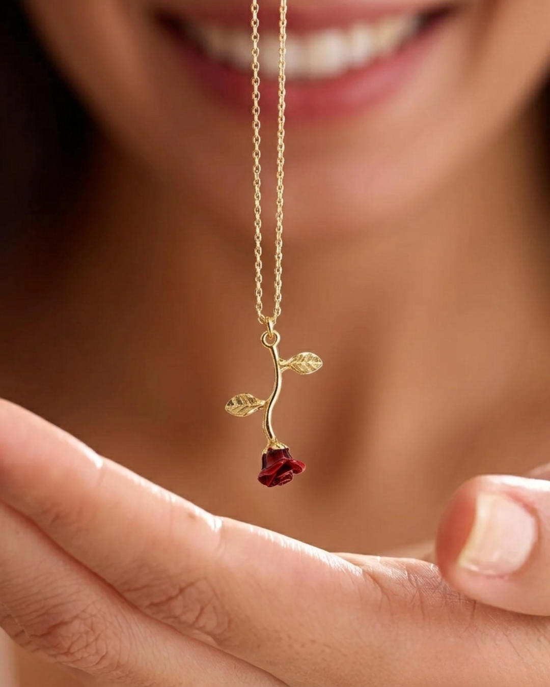 Falling Rose Pendant "Adjustable Chain"