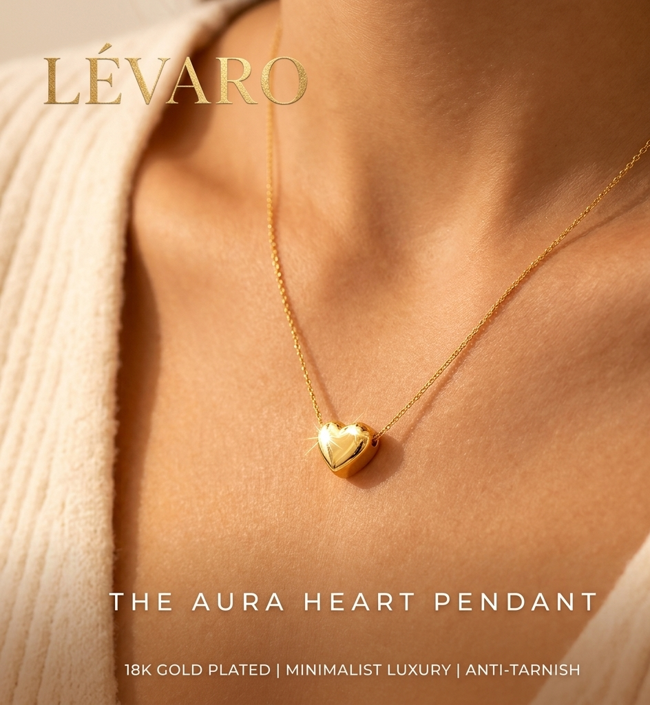 Levaro Minimalist Gold Heart Pendant